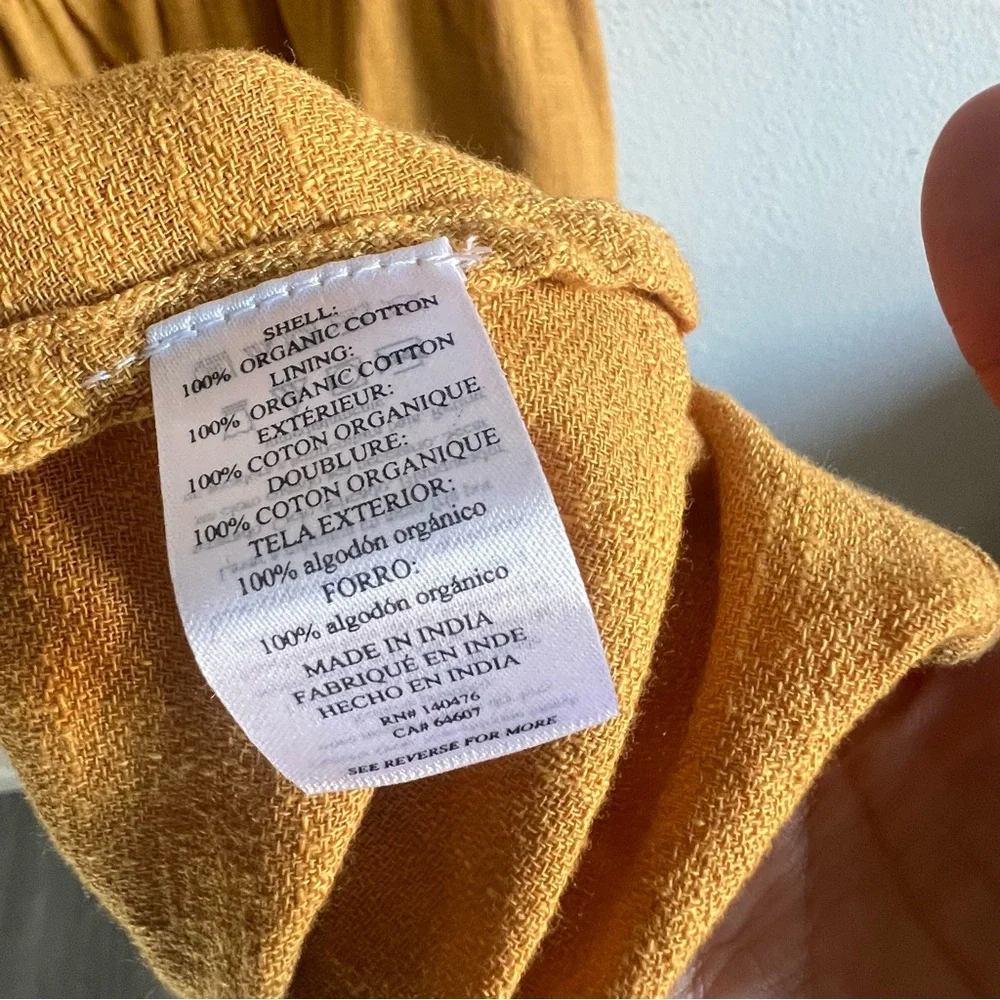 Faherty Coast to Coast Midi Dress Smocked Waist Cotton Honey Mustard Size M NWT - Picture 11 of 14